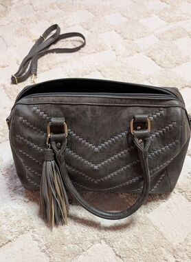 Women’s Gray Tassel Satchel Bag